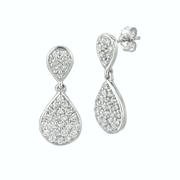 1.20 Carat Natural Diamond Earrings G SI 14K White